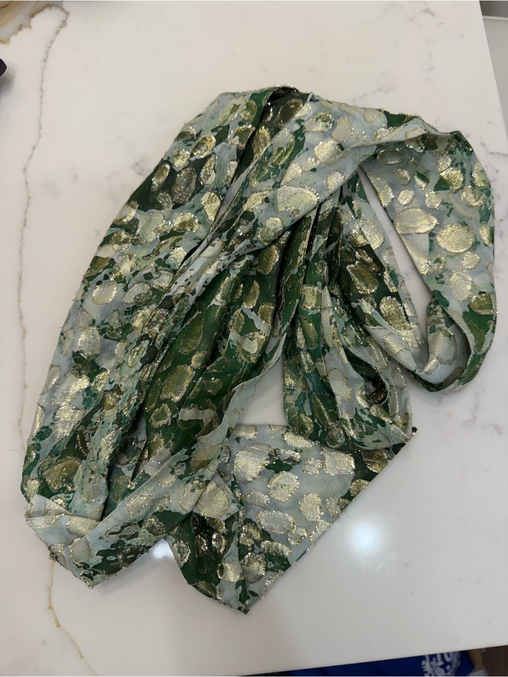 Marina Rinaldi Green Patterned Long-Sleeve Blouse with Removable Scarf - Picture 4 of 10